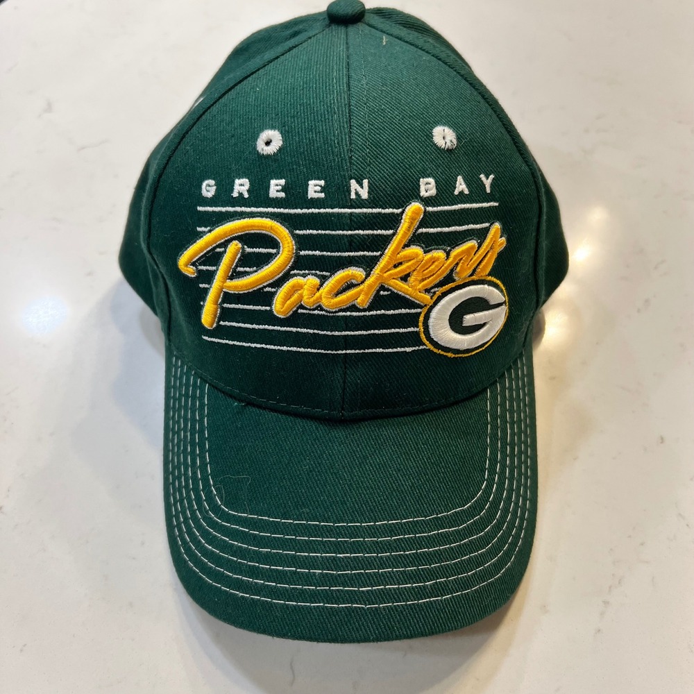 NFL Team Apparel Green Bay Packers Hat Green Adjustable Embroidered Baseball Cap